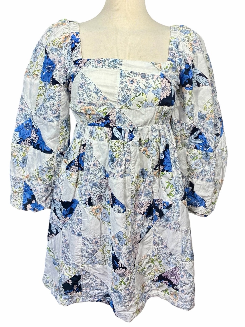 J. Crew Squareneck Cotton Voile Dress Patchwork Floral Women's Size XS